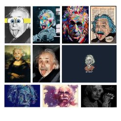 Fun Portrait Artworks of Albert Einstein Printed on Canvas