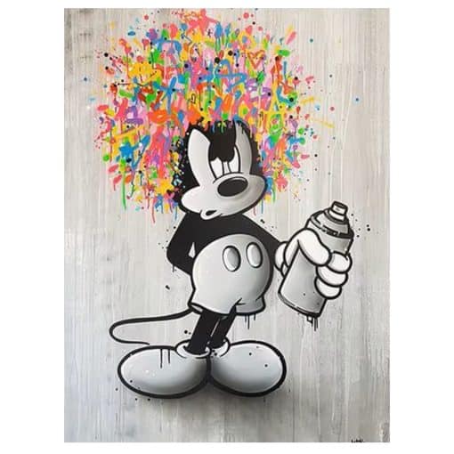 Mickey Mouse Graffiti and Disney Cartoon Art Printed on Canvas - Image 2