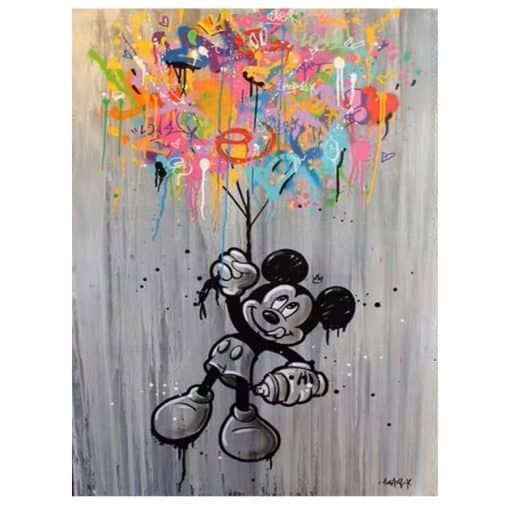 Mickey Mouse Graffiti and Disney Cartoon Art Printed on Canvas - Image 3
