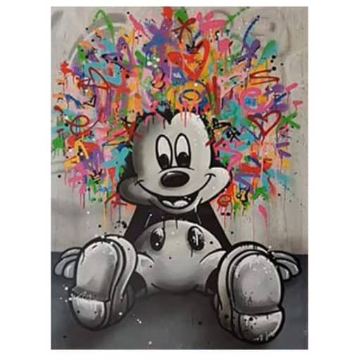 Mickey Mouse Graffiti and Disney Cartoon Art Printed on Canvas - Image 4