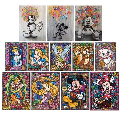 Mickey Mouse Graffiti and Disney Cartoon Art Printed on Canvas