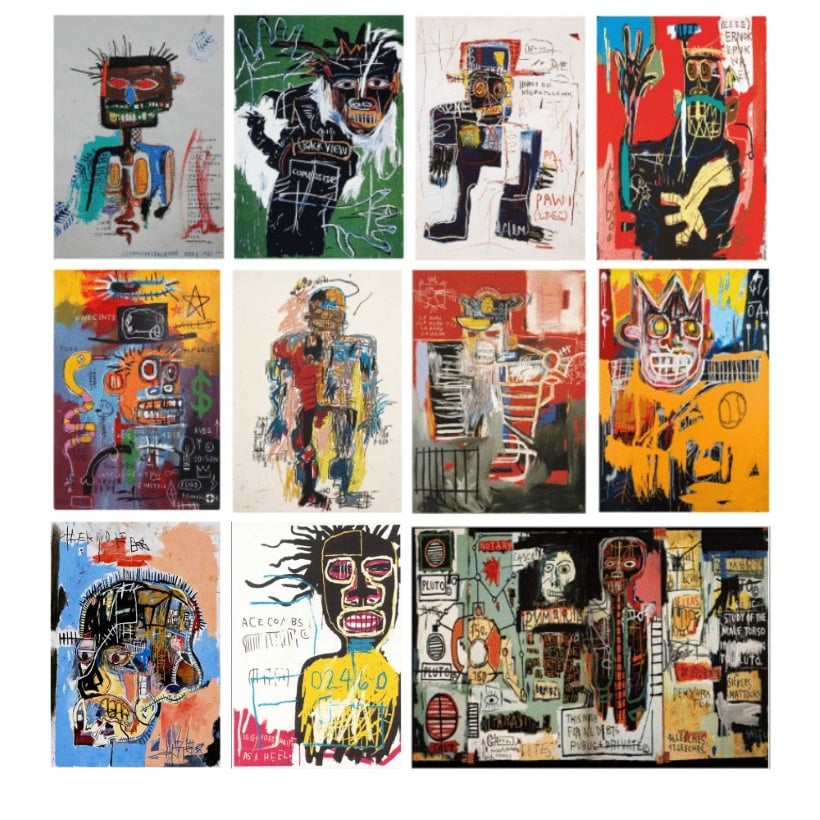 Abstract Paintings by Jean-Michel Basquiat Printed on Canvas