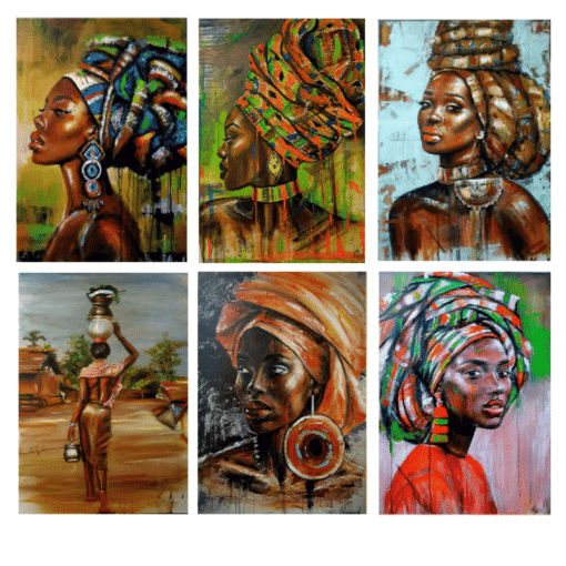 African Women Portrait Paintings Printed on Canvas - Image 2