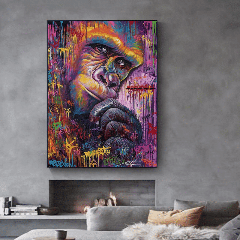 Colorful Gorilla Graffiti Painting