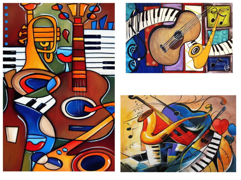 Abstract Musical Instruments Artworks Printed on Canvas