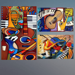 Abstract Musical Instruments Artworks Printed on Canvas