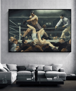 Boxing Match Dempsey and Firpo Painting Printed on Canvas