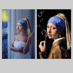 Girl With a Pearl Earring Fun Artwork Printed on Canvas