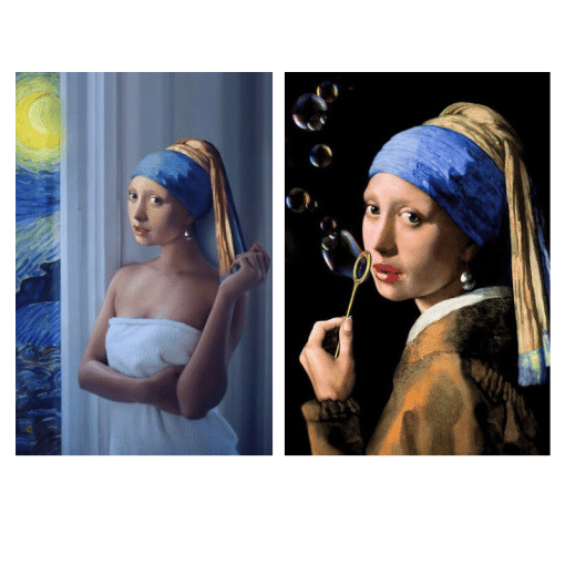 Girl With a Pearl Earring Fun Artwork Printed on Canvas - Image 2