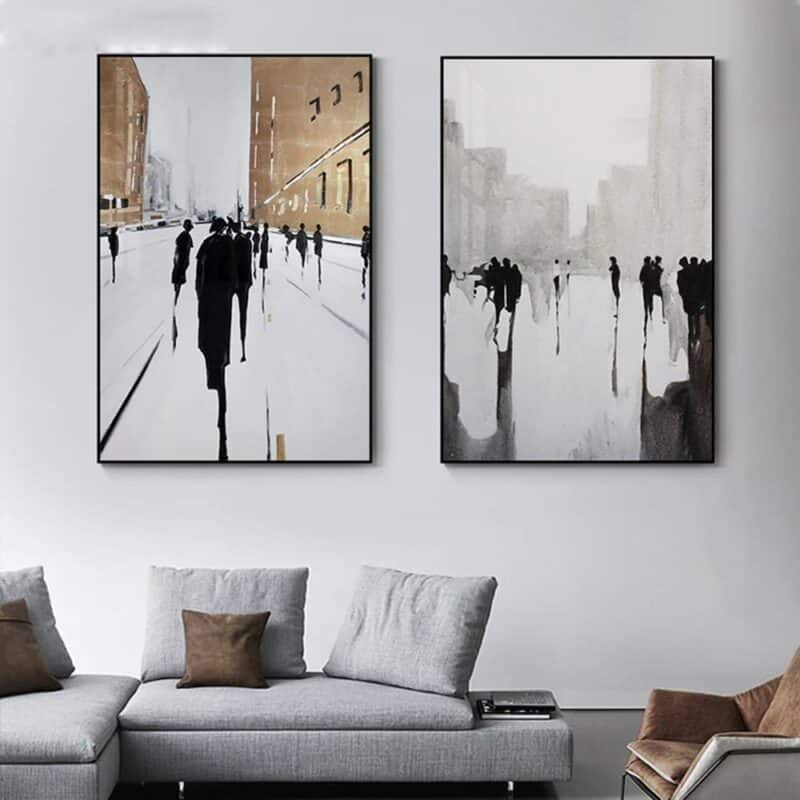 A Street Life Abstract Painting Printed on Canvas