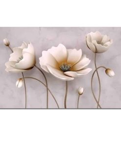 Beautiful White Flowers Painting Printed on Canvas