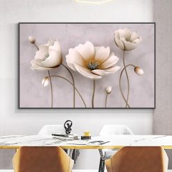 Beautiful White Flowers Painting Printed on Canvas