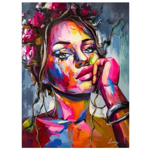 Abstract Colorful Portrait of Woman Printed on Canvas - Image 5