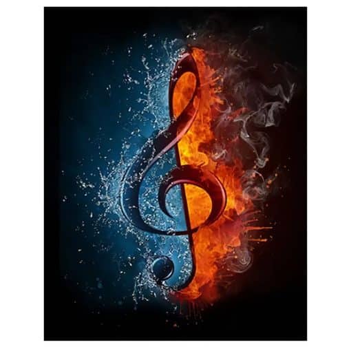 The Music Symbol Treble Clef on Ice & Fire Printed On Canvas - Image 2