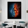 The Music Symbol Treble Clef on Ice & Fire Printed On Canvas