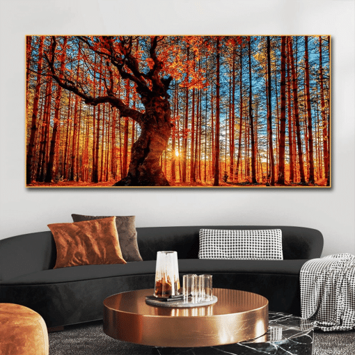 Colorful Landscape With Trees Artwork Printed on Canvas - Image 5