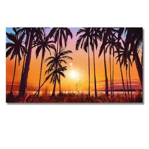 Colorful Landscape With Trees Artwork Printed on Canvas - Image 3