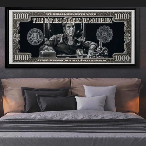 Tony Montana Money Artwork Printed on Canvas