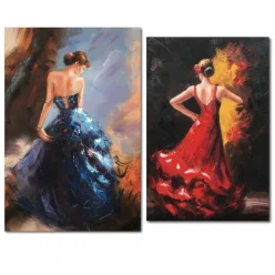 Elegant Painting of Dancing Woman Printed on Canvas