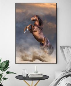 A Horse Rears in The Desert Big Size Artwork Printed on Canvas