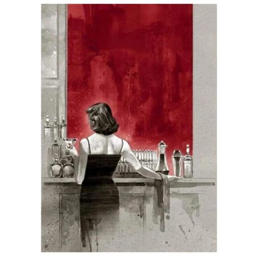 Man and Woman at The Bar Painting Printed on Canvas - Image 3