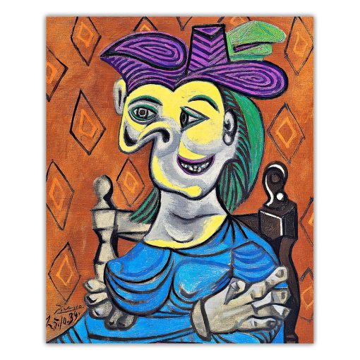 Sitting Woman in Blue Dress by Pablo Picasso Printed on Canvas - Image 2