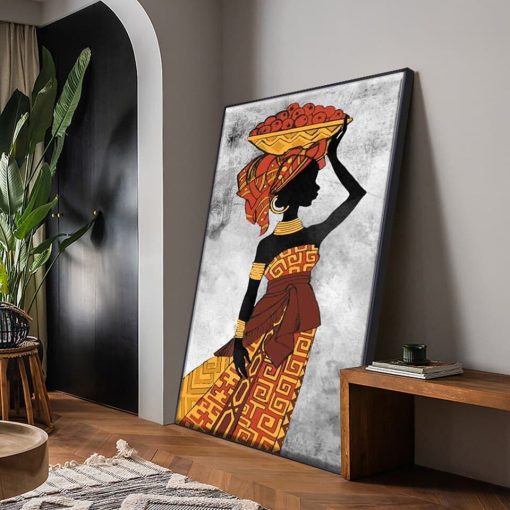 Abstract Wall Art of African Woman Printed on Canvas - Image 7