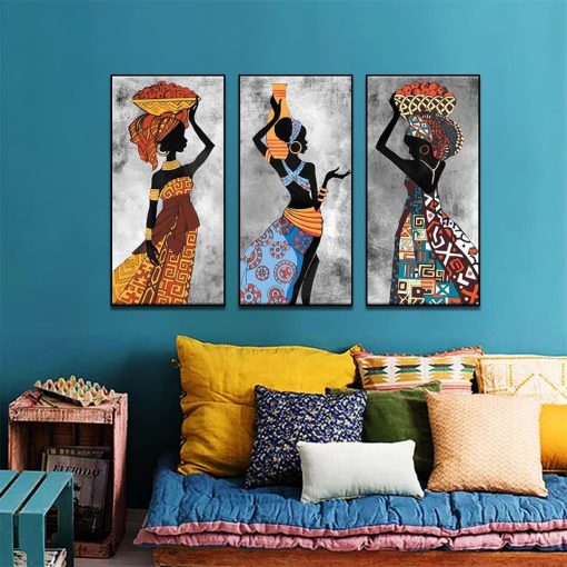 Abstract Wall Art of African Woman Printed on Canvas