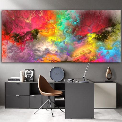 Colorful Abstract Cloud Painting Printed on Canvas - Image 7