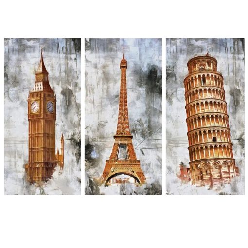 The Eiffel Tower Big Ben and the Tower of Pisa Printed on Canvas - Image 5