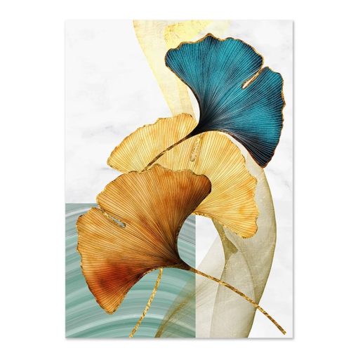 Colorful Abstract Leaf Plant Printed on Canvas - Image 4