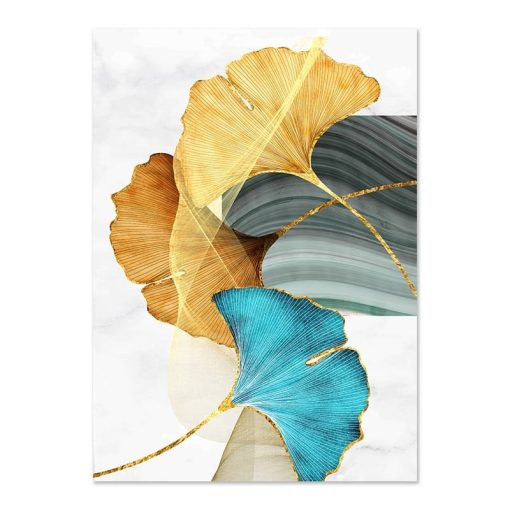 Colorful Abstract Leaf Plant Printed on Canvas - Image 2