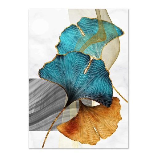 Colorful Abstract Leaf Plant Printed on Canvas - Image 3