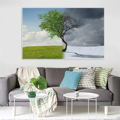 Seasons Artwork Summer and Winter Printed on Canvas - Image 4