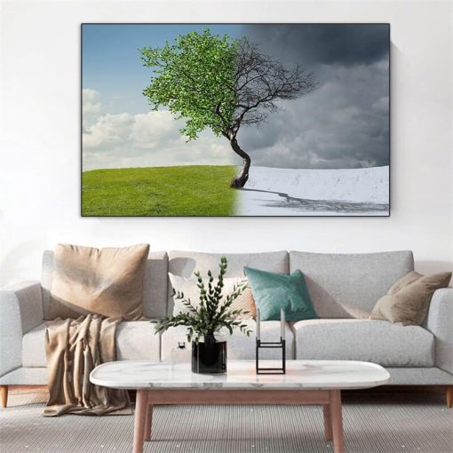 Seasons Artwork Summer and Winter Printed on Canvas - Image 6