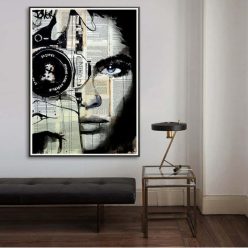 Woman With Camera Artwork Printed on Canvas