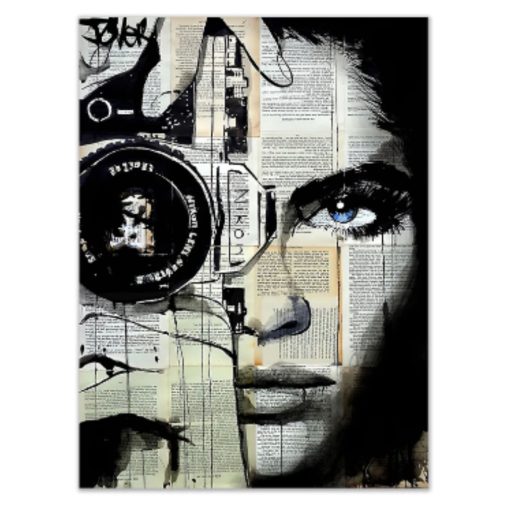 Woman With Camera Artwork Printed on Canvas - Image 2