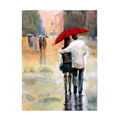 Couple Walking in The Rain with Umbrella Artworks Printed on Canvas - Image 9