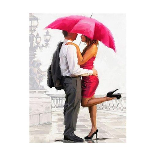 Couple Walking in The Rain with Umbrella Artworks Printed on Canvas - Image 13