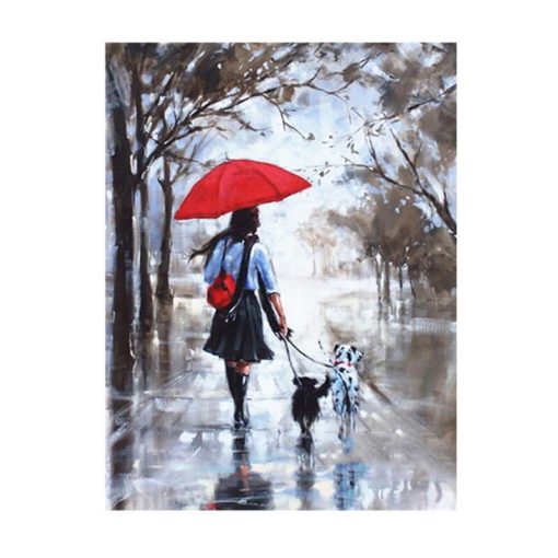 Couple Walking in The Rain with Umbrella Artworks Printed on Canvas - Image 8