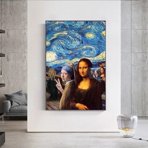 The Scream The Girl with Pearl Earrings and Mona Lisa in Starry Night