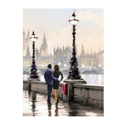 Couple Walking in The Rain with Umbrella Artworks Printed on Canvas - Image 14