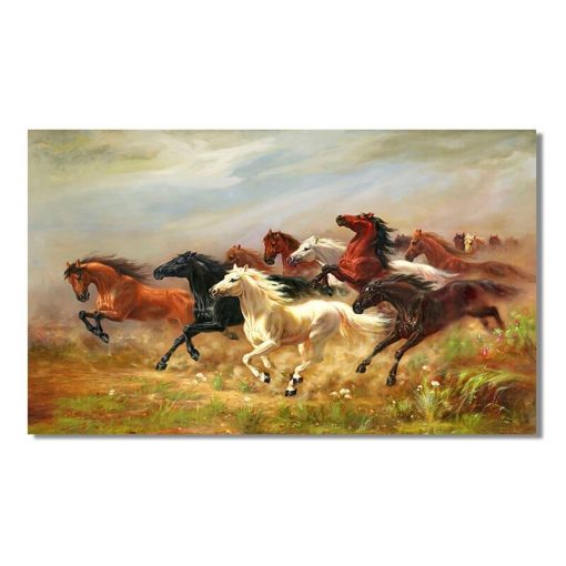 Painting of Running Wild Horses Printed on Canvas - Image 3