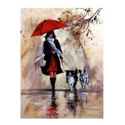 Couple Walking in The Rain with Umbrella