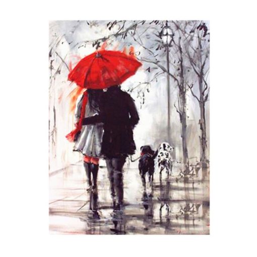 Couple Walking in The Rain with Umbrella Artworks Printed on Canvas - Image 7