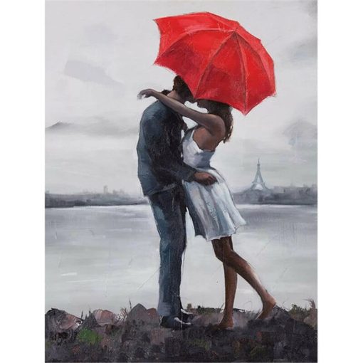 Couple Walking in The Rain with Umbrella Artworks Printed on Canvas - Image 12