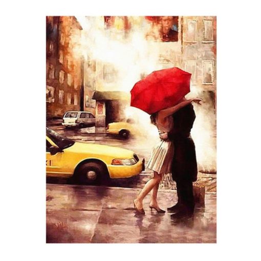 Couple Walking in The Rain with Umbrella Artworks Printed on Canvas - Image 10