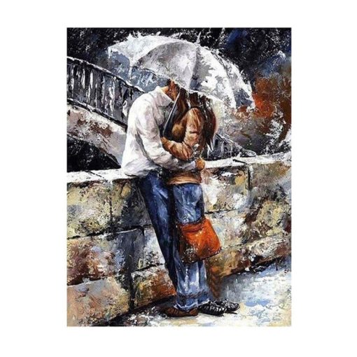 Couple Walking in The Rain with Umbrella Artworks Printed on Canvas - Image 11