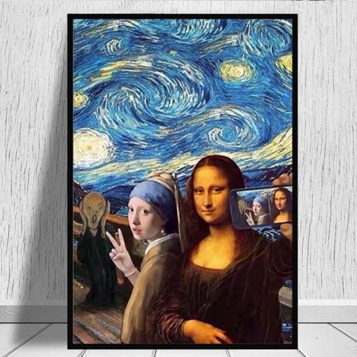 The Scream The Girl with Pearl Earrings and Mona Lisa in Starry Night