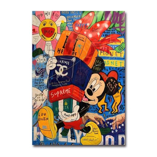 Graffiti Artwork With Disney Characters Printed on Canvas - Image 5